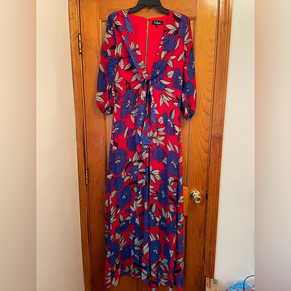 Lulus Blossoming Beauty Red Floral Print Long Sleeve Maxi Dress - Picture 4 of 10
